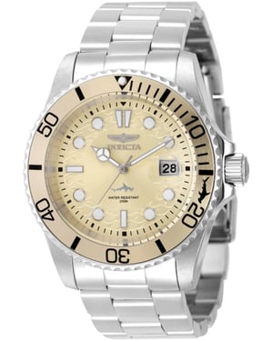 Invicta Pro Diver 50892 Herenhorloge - Quartz Uurwerk - Roestvrij Staal met Beige Wijzerplaat - 42 mm