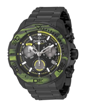 Invicta Carbon Hawk 51082 Herenhorloge - Quartz Uurwerk - Roestvrij Staal met Zwarte Wijzerplaat - 48 mm