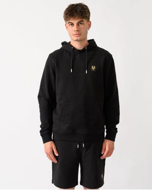 Long Sleeve Logo Detail Hoodie in Black