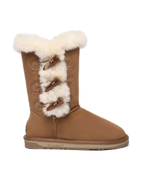 EVER AU Australia Women Ashy Horn Toggle Buttons Tall Boots
