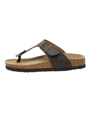 EVER AU Women Flamingo Leather Toe Thong Sandalen - Bruin Geolied Leer