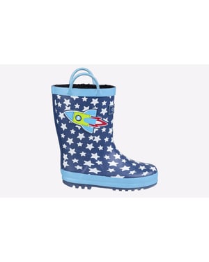 Cotswold Sprinkle Rubberen Donkerblauwe En Witte Regenlaarzen