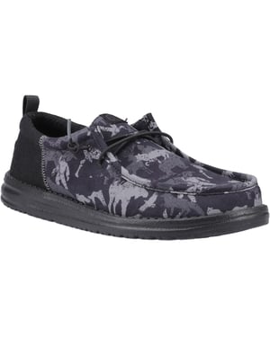 HEYDUDE Wally Funk Hunt Camo Canvas Svarta båtskor för män
