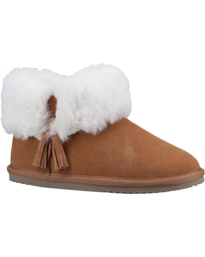 Hush Puppies Ayana Suede And Faux Fur Women's Tan Slippers