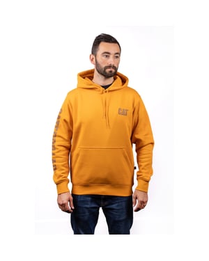 Caterpillar Merkenbanner Katoenen Gele Hoodie voor Mannen