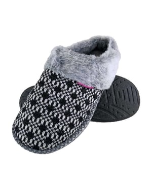 Dames Cosy Memory Foam Open Back Gebreide Slippers