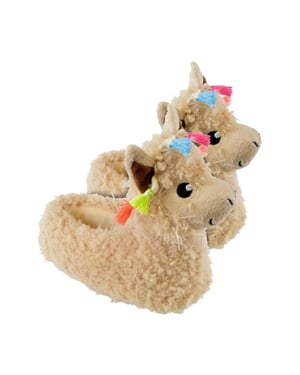 Kids Zachte Pluche 3D Llama Hoofd Sloffen
