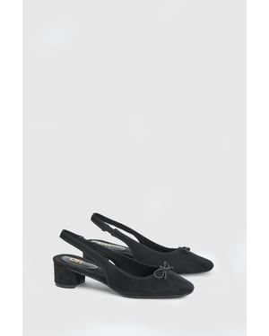 Annie Faux Suede Slingback Block Heel Court Pumps