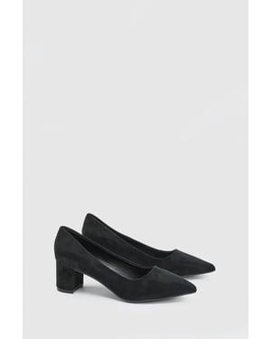 Tiff Faux Suede High Block Heel Pointed Court Shoes