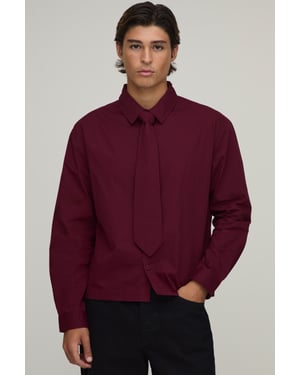 Oversized Boxy Long Sleeve Shirt & Tie