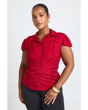 Plus Ruched Fitted Shirt