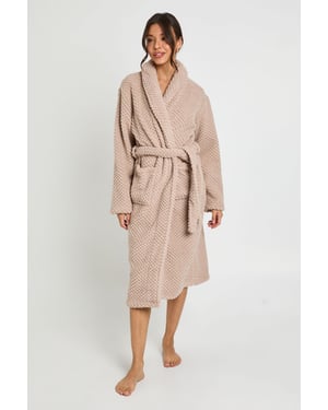 Waffle Fleece Long Dressing Gown