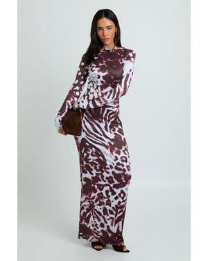 Tonal Animal Long Sleeve Maxi Dress