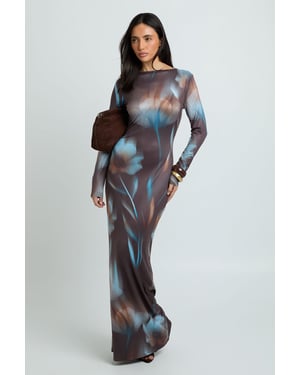 Tonal Floral Long Sleeve Maxi Dress