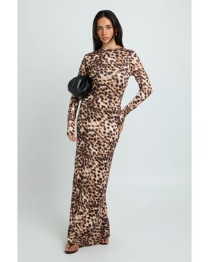 Tonal Animal Long Sleeve Maxi Dress