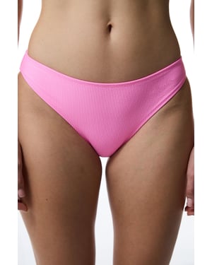 Geribbelde Bikini Onderkant met Middelhoge Taille