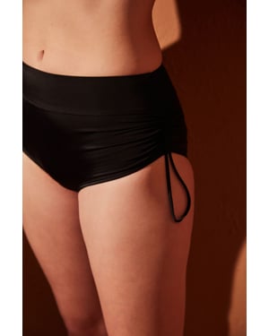Hoge Taille Gerimpelde Hipster Bikini Onderkant