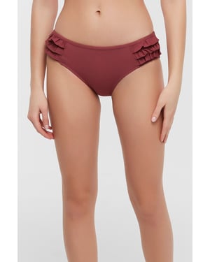 Midden Taille Hipster Bikini Slip met Ruffles