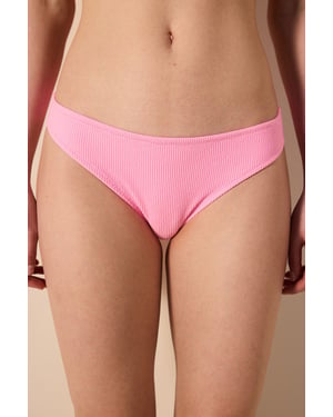 Textured Ribbel Mid-waist Bikini-broekjes