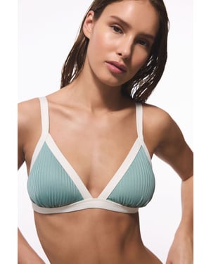 Geribbelde Bralette Bikini Top