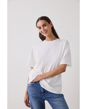 Overmaatse Katoenmix Crew Neck T-Shirt