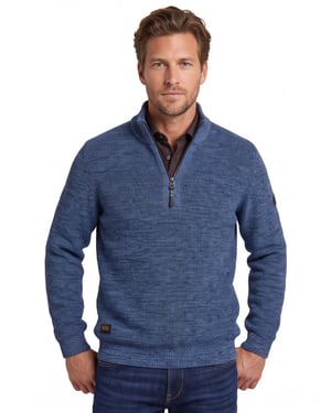 Camel Active half zip trui blauw gemeleerd