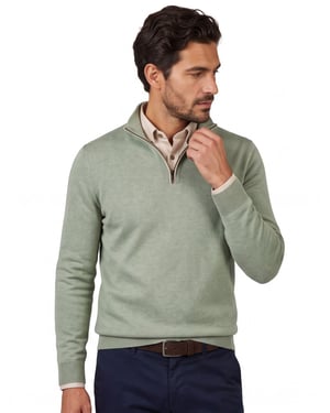Casa Moda groene pullover effen wijde fit