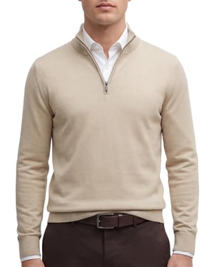 Boss Black half zip beige scheerwol