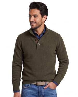 Barbour Essential trui half zip donkergroen gemêleerd