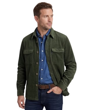 A Fish Named Fred overshirt groen corduroy slim fit katoen