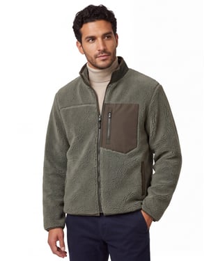 A Fish Named Fred fleece teddyjas groen effen slim fit
