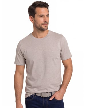 Casa Moda t-shirt effen beige katoen normale fit