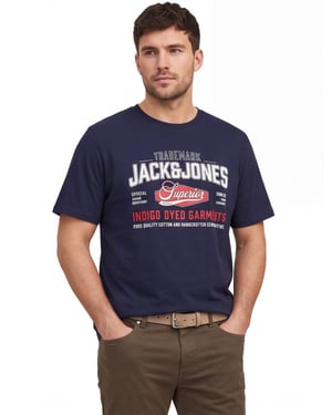 T-shirt Jack & Jones Plus Size donkerblauw opdruk