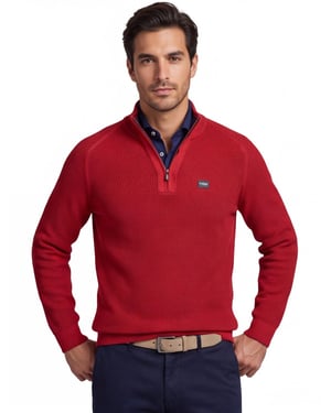 Trui New Zealand half zip rood