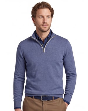 Casa Moda blauw effen pullover wijde fit