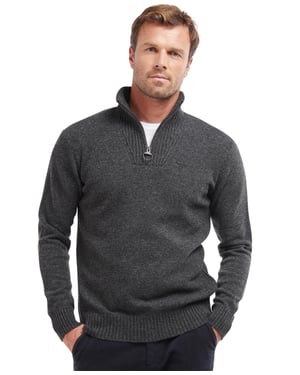 Barbour half zip trui antraciet gemêleerd wol