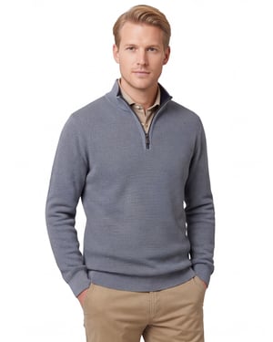 trui Casa Moda blauw half zip