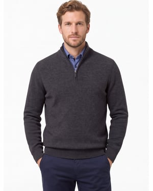 Trui Brax Half Zip antraciet donker gemeleerd