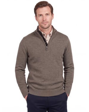 Trui met rits beige melange Barbour