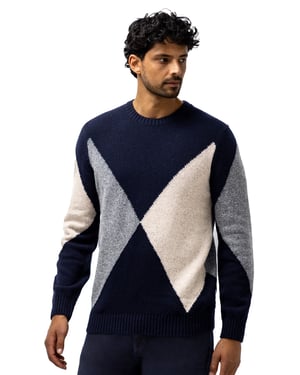 Trui State of Art donkerblauw ronde hals