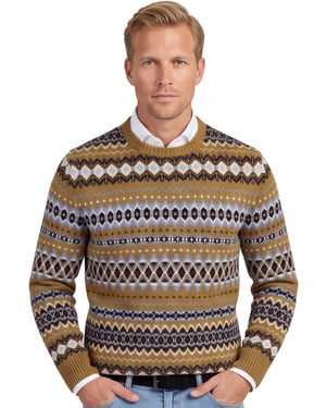 Trui Barbour bruin wol motief