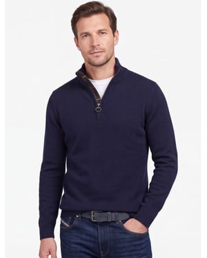 Barbour half zip trui donkerblauw wol