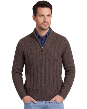 Half zip kabeltrui Fynch Hatton grijs bruin