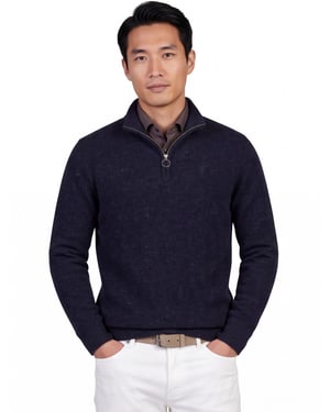 wollen trui Barbour donkerblauw effen normale fit