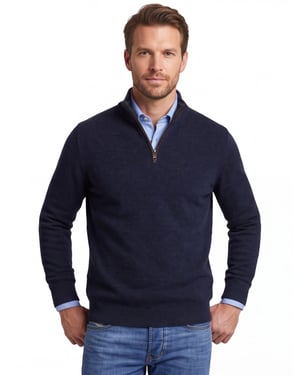 Casa Moda donkerblauw half-zip trui wol
