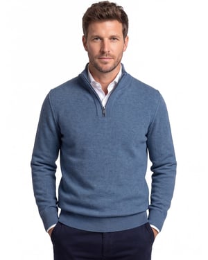 State of Art half zip trui blauw gemêleerd