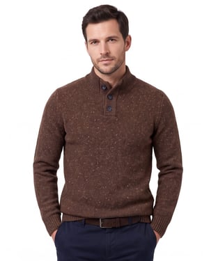 A Fish Named Fred trui bruin gebreid gemêleerd slim fit