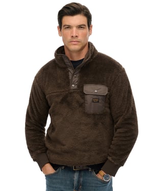 Superdry sweater fleece bruin met borstzak