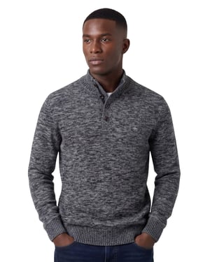 Fynch Hatton Buttoned Troyer trui grijs knitted