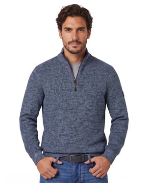 trui Camel Active half zip blauw katoen